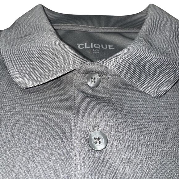 Clique Polo Shirt Mens Large Gray Performance Golf Short Sleeve Moisture Wicking - Picture 5 of 15